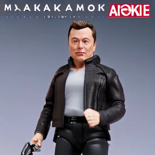 Prompt: elon musk posable action figure toy, product photo, 8 k