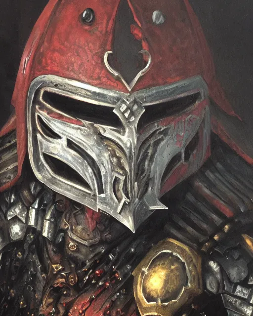 Prompt: an oil painting of a chaos warrior