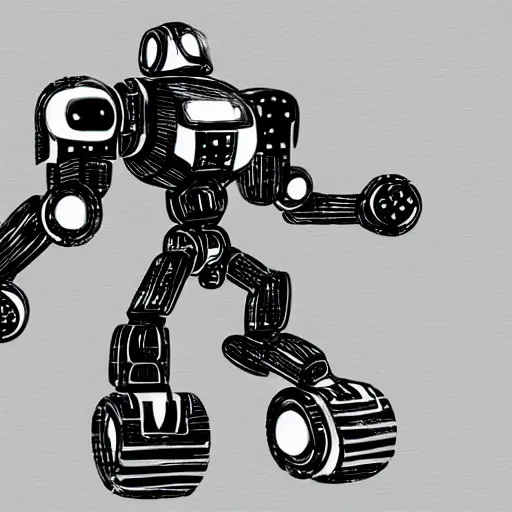 Image similar to a black and white storyboard sketch of a giant humanoid athletic sleek futuristic humanoid robot mech charging up, surrounded by small floating particles, lines of energy pulsing off the robot