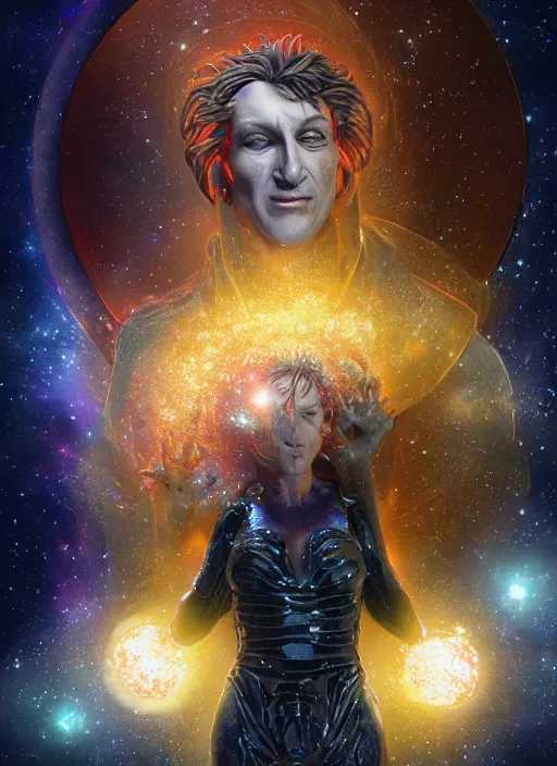 Prompt: high intricate 3 d cg of the sandman holding a glimmering galaxy, full shot, neil gaiman, maria panfilova, andrea savchenko, mike kime, ludovic plouffe, qi sheng luo, oliver cook, julian calle, eddie mendoza, trending on artstation