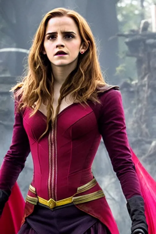 Image similar to Still of Emma Watson as Scarlett Witch