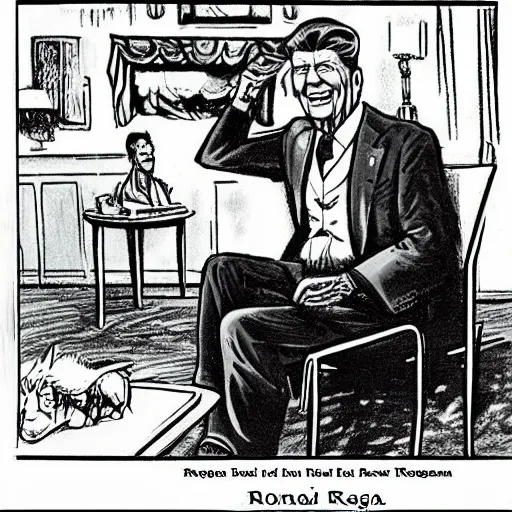 Image similar to [ ronald reagan sitting in chair... tiger ]