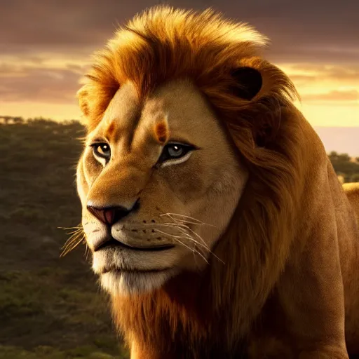 Image similar to johnny depp as simba in the lion king, cgi, cinema, realistic, movie poster