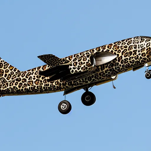 Prompt: a leopard-print airplane