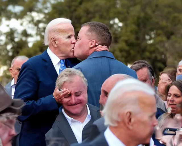 Image similar to Anthony Albanese kissing Joe Biden