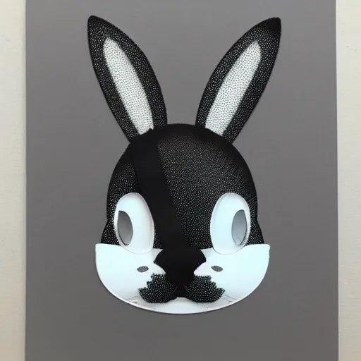 Image similar to individual furry playboy bunny silk screen portrait beeple style