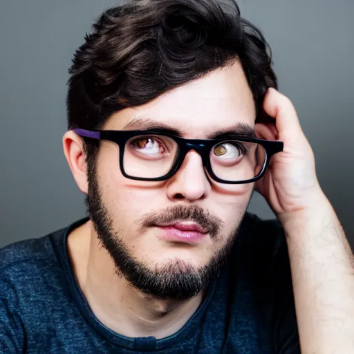 Prompt: portrait of undead man wearing prescription glasses, with short hair, photorealistic, 5 0 mm bokeh