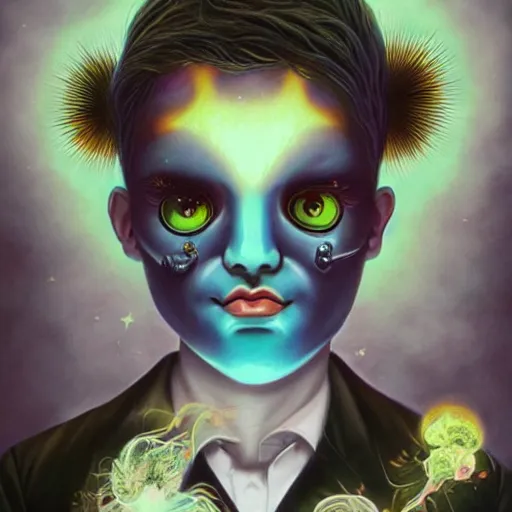 Image similar to a powerful psychic guy emitting psychic powers, by natalie shau, by hikari shimoda