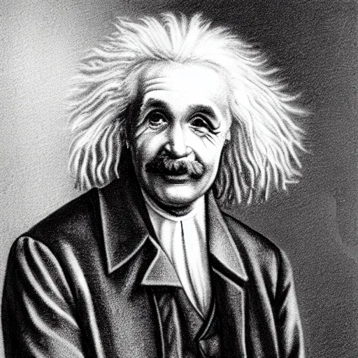 Image similar to portrait of Newton-Einstein hybrid