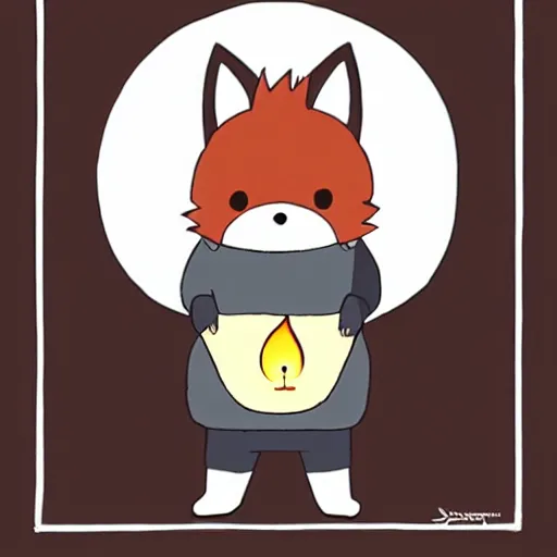 Image similar to a fox with candle head by studio ghibli