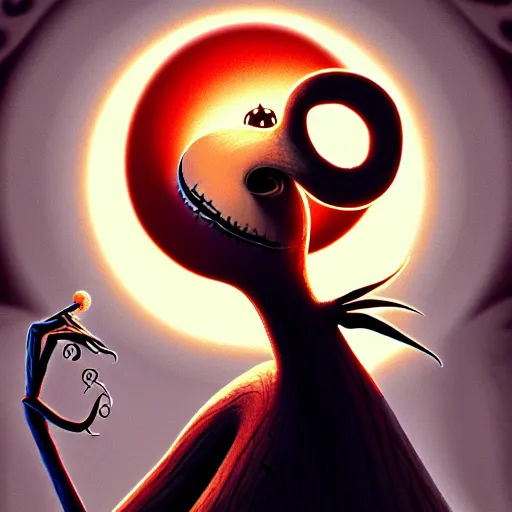 Image similar to the nightmare before christmas, intricate, elegant, highly detailed, my rendition, digital painting, natural light, artstation, concept art, smooth, sharp focus, illustration, art by, symmetry!!