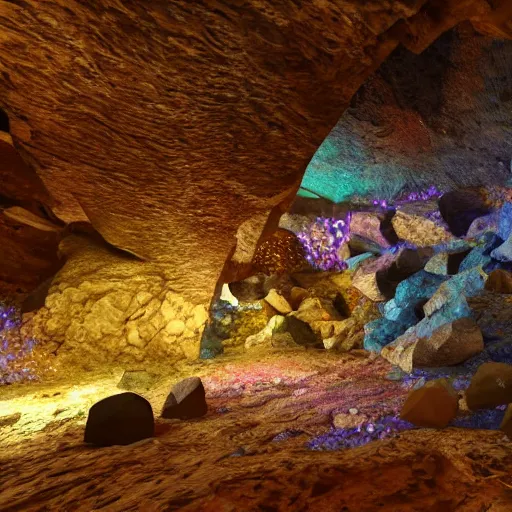 Prompt: cave with big crystals, 8k, colorful, super detailed, super realistic, sharp