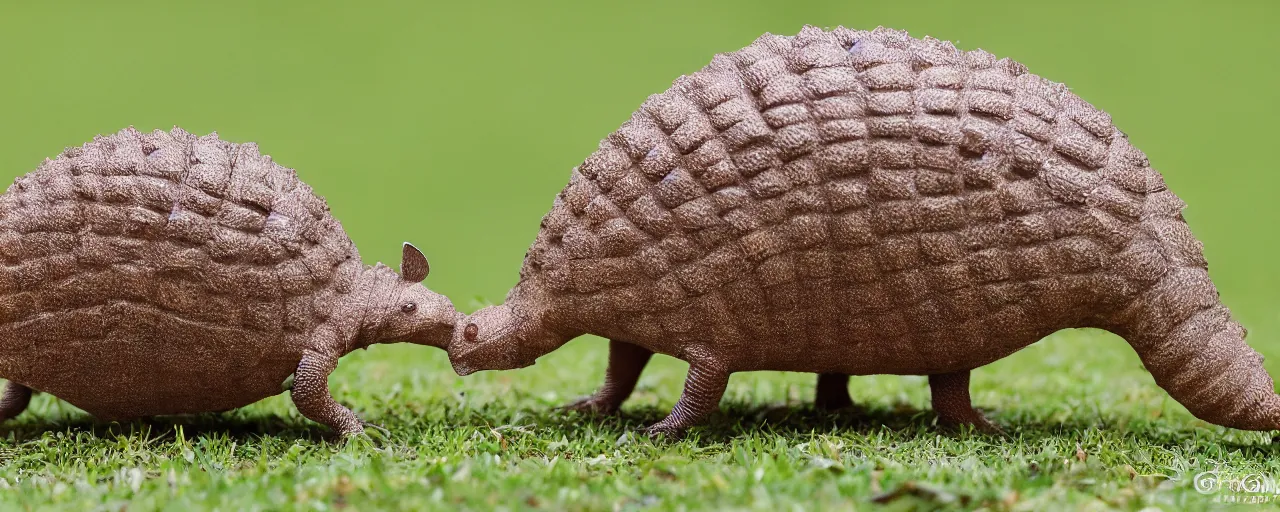 Prompt: an armadillo wearing a brown hat dancing happily standing on its two hind legs, cartoon style