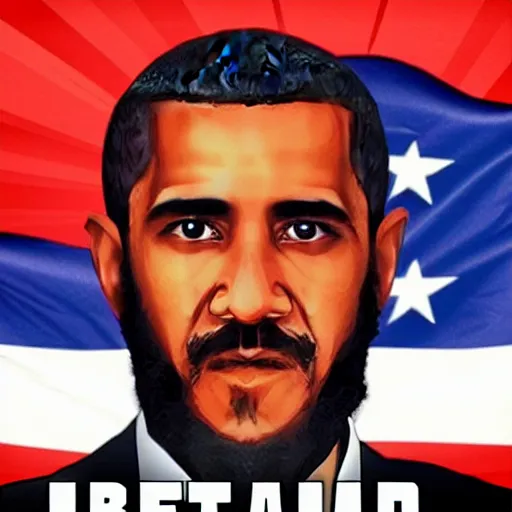 Image similar to Obama Bin Laden in the style of GTA cover art