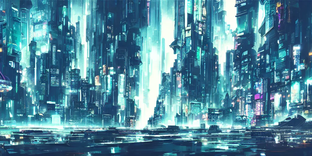 Prompt: city in the style of cyberpunk, singular gigantic building focus, space sky, anime illustration, cinematic