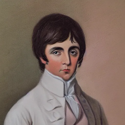 Prompt: regency era painting of a young paul mccartney in the style of henry pierce bone