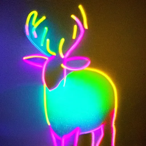 Image similar to Reindeer made out of shadows, neon, rainbow, fursona, furry,