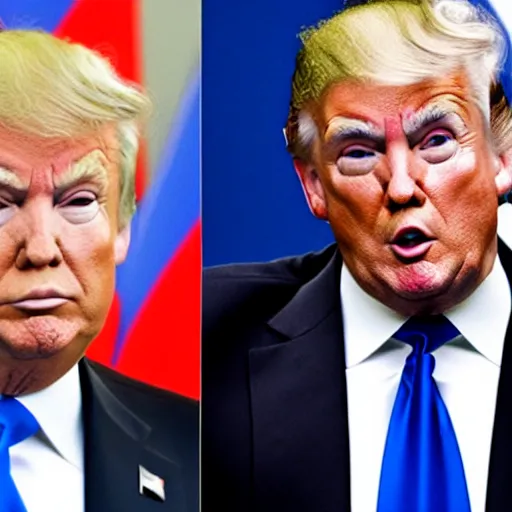 Prompt: Donald Trump and Putin as combined twins, pride