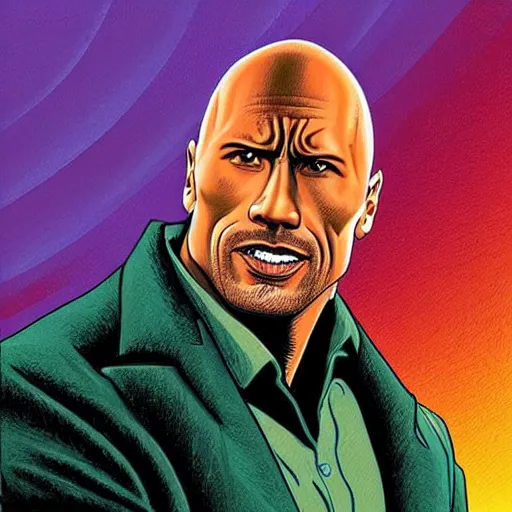 Image similar to “ dwayne johnson retro minimalist portrait by jean giraud, moebius starwatcher comic, 8 k ”