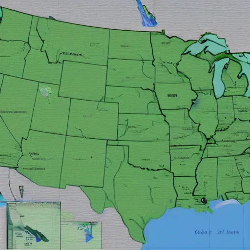 Prompt: a map of the usa without the state of florida.