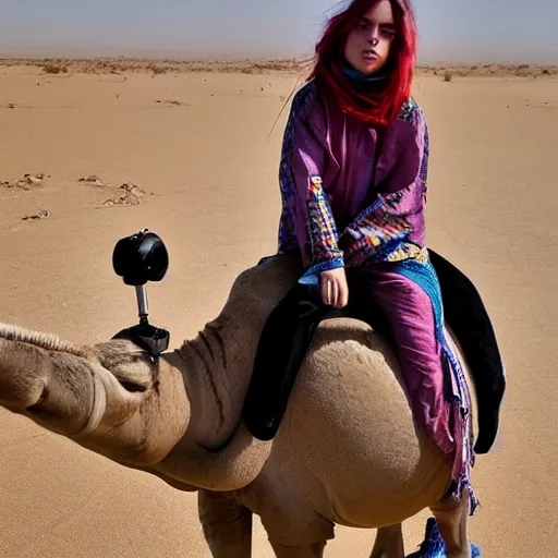 Image similar to billie eilish riding a camel h - 1 0 2 4 w - 1 0 2 4