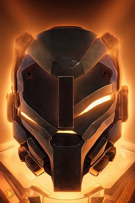 Image similar to robot ninja mask helmet halo master chief radiating a glowing aura global illumination ray tracing hdr fanart arstation by ian pesty and katarzyna da „ bek - chmiel