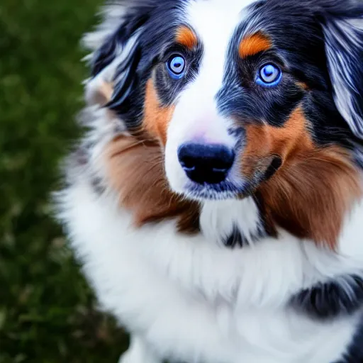 Image similar to photo of an Australian Shepherd with cool blue eyes, award winning photography