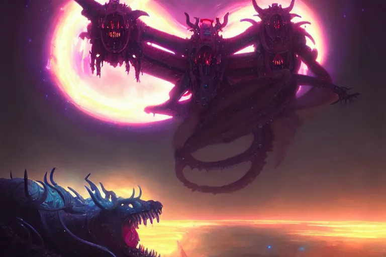 Prompt: epic pose of rebulon the ancient demon, by lisa frank and greg rutkowski, masterpiece concept art, 8 k, intricate detail, cinematic lighting, epic pose, deep colors, majestic view