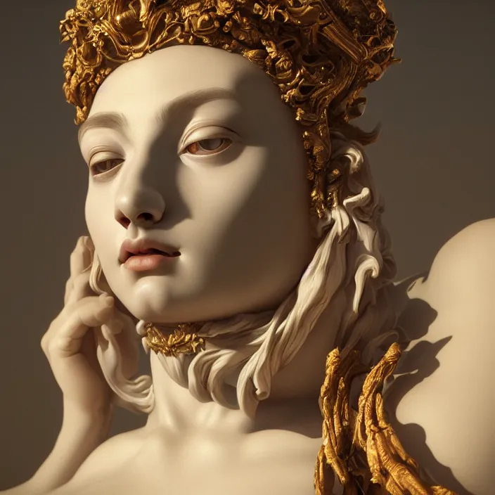 Prompt: beautiful goddess, baroque element, intricate artwork by caravaggio. trending on artstation, octane render, cinematic lighting, hyper realism, 8 k, depth of field, 3 d