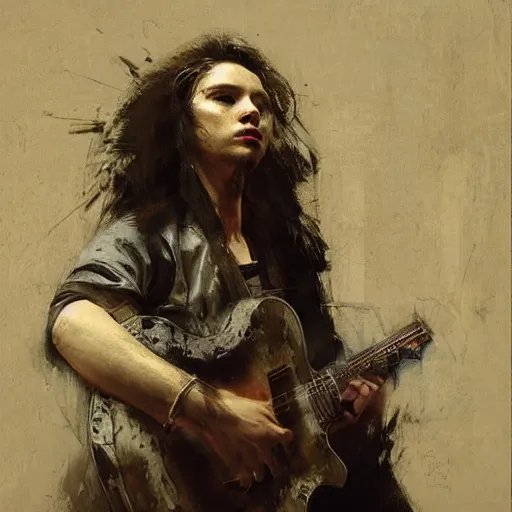 Image similar to the musician by ruan jia, portrait