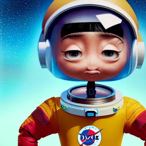 Image similar to an epic chibi comic book style portrait painting of an astronaut, character design by mark ryden and pixar and hayao miyazaki, unreal 5, daz, hyperrealistic, octane render, cosplay, dynamic lighting, intricate detail, cinematic