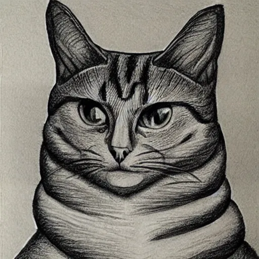 Prompt: MC Escher drawing of a cat