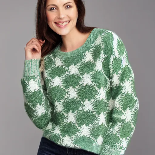 Image similar to a wool sweater knit with a repeating avocado pattern