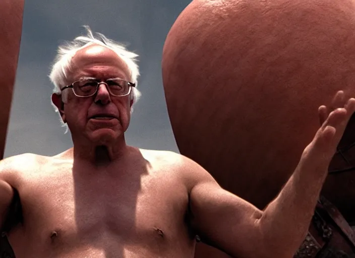 Image similar to film still of bernie sanders as leonidas in 3 0 0 movie, 8 k