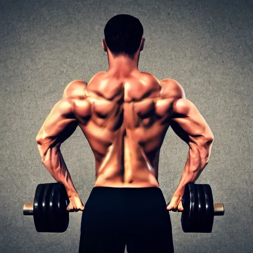 Prompt: the back of a man lifting weight, motivation, epic ,sport, Realistic