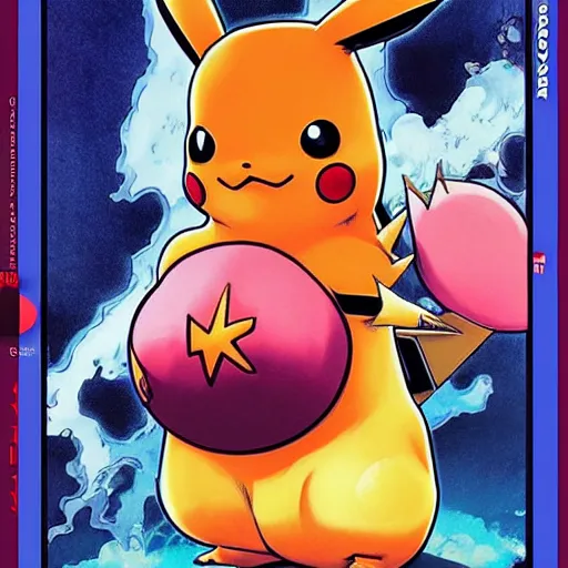 Prompt: pikachu perfect coloring, low saturation, epic composition, masterpiece, bold complimentary colors. stunning masterfully illustrated by artgerm, range murata, alphonse mucha, katsuhiro otomo