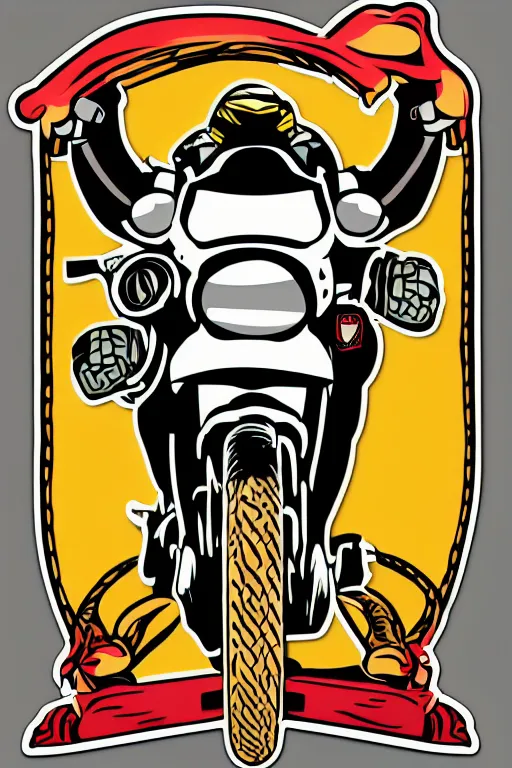 Image similar to A portrait of a biker bull, sticker, highly detailed, colorful, illustration, smooth and clean vector curves, no jagged lines, vector art, smooth