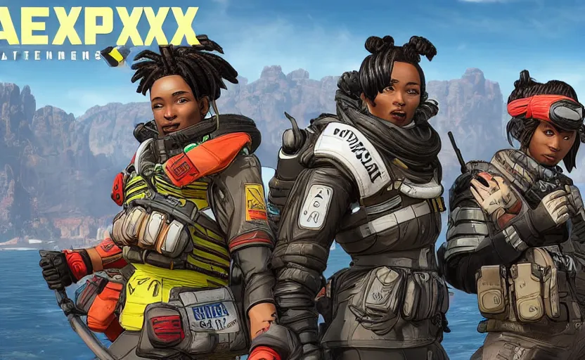 Prompt: apex legends winning match by the water