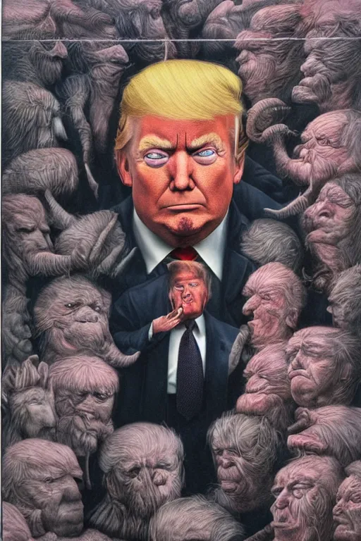 Image similar to portrait of donald trump by wayne barlowe