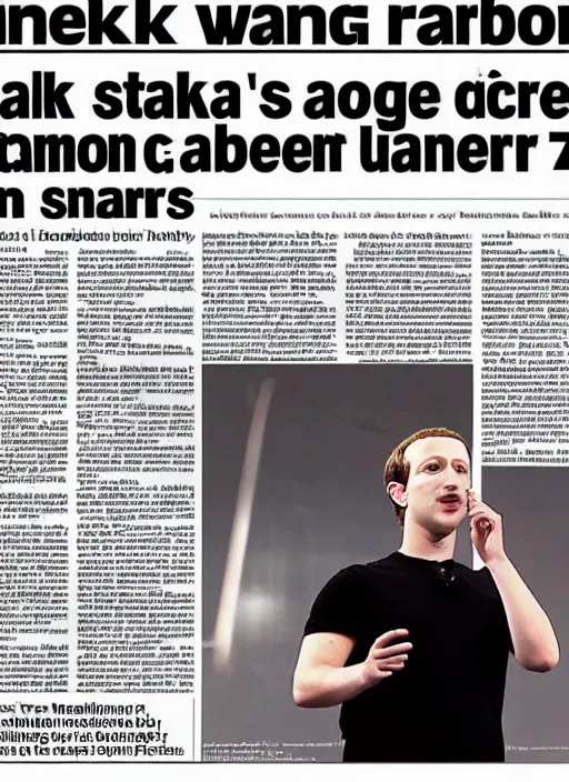 Prompt: breaking news mark zuckerberg is a robot, newspaper article