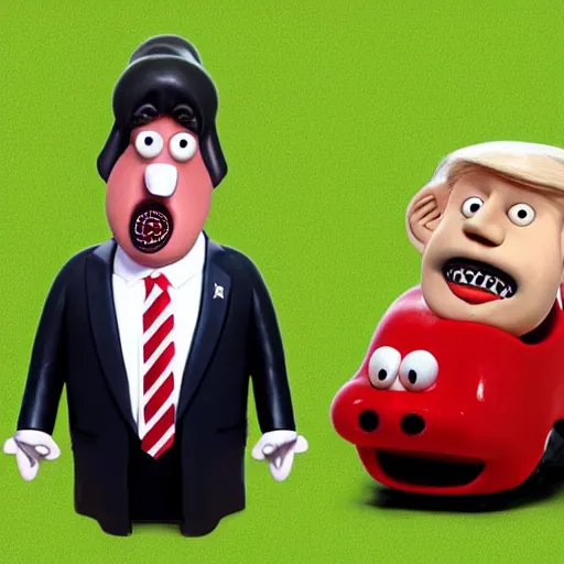 Image similar to Donald Trump in the style of Wallace and Gromit