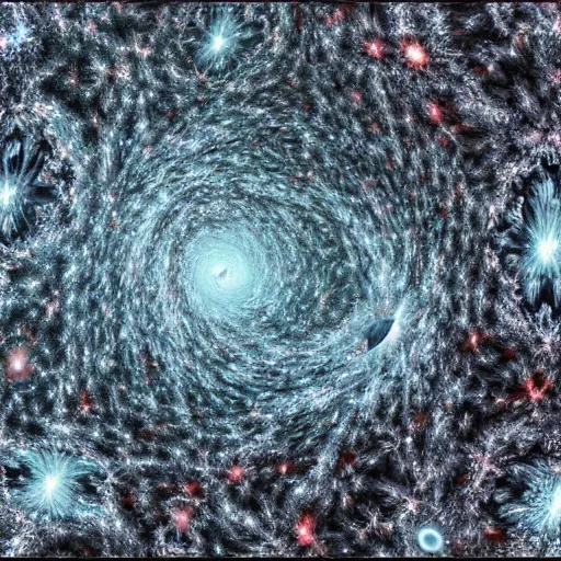 Prompt: gigachad made of cosmic fractals very detailed photorealistic desaturated colors