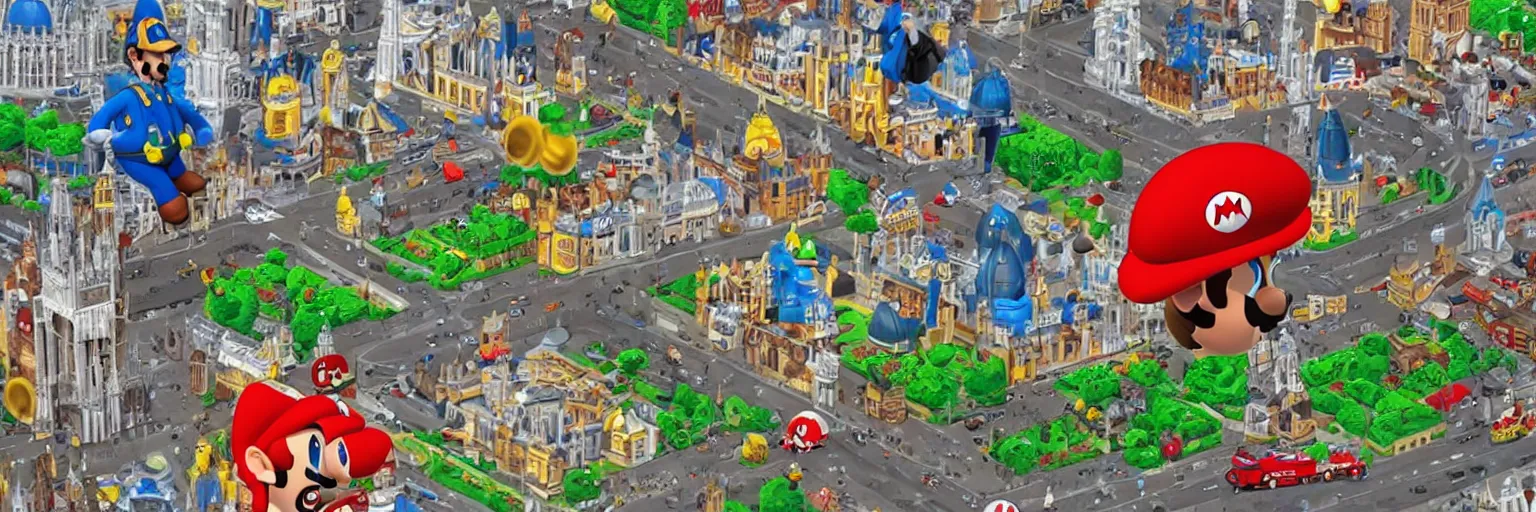 Image similar to london in style of super mario,