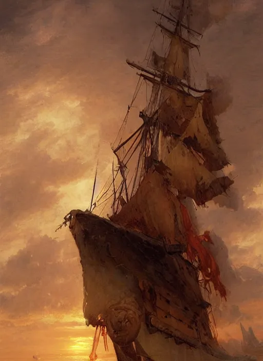 Prompt: odysseus tied to the mast of a ship, digital art by eugene de blaas and ross tran, vibrant color scheme, highly detailed, in the style of romanticism, cinematic, artstation, greg rutkowski