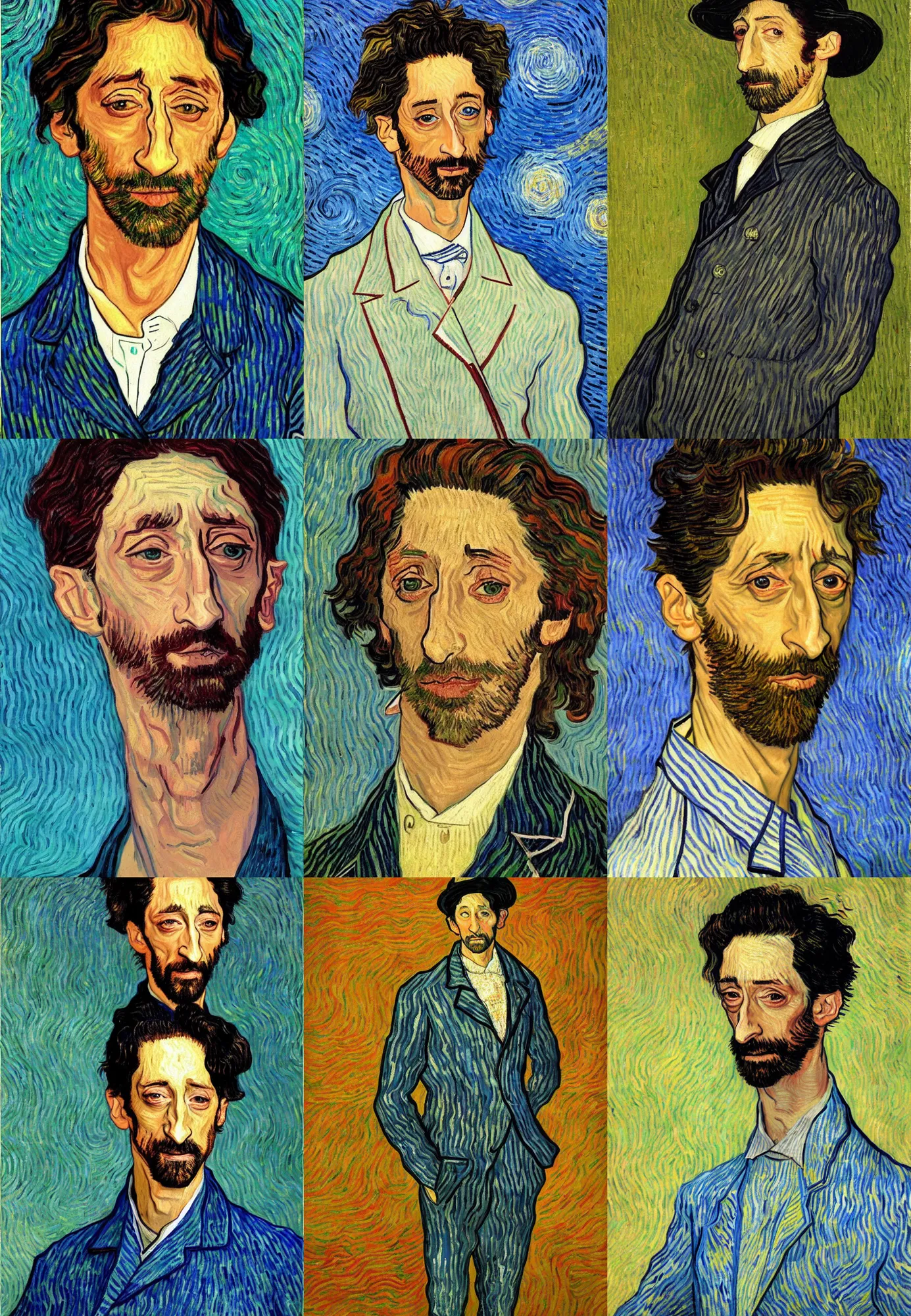 Prompt: painting adrien brody by van gogh