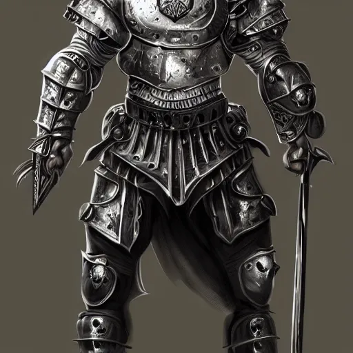 Image similar to arnold schwarzenegger wearing gothic plate armour and holding sword, fantasy, intricate, elegant, artstation, concept art, smooth, sharp focus