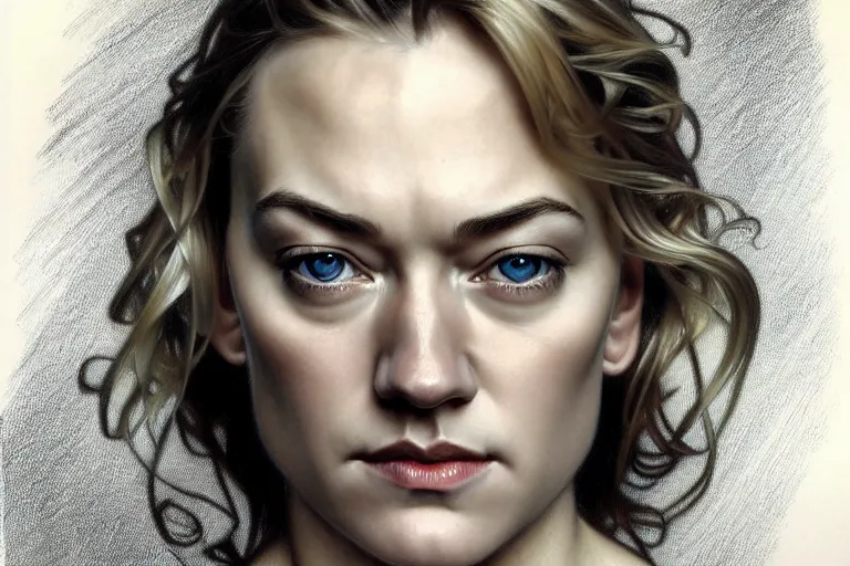 Image similar to hyperrealist pencil portrait sketch of yvonne strahovski by david malan and alphonse mucha, fantasy art, drawing, dynamic lighting, artstation, poster, volumetric lighting, very detailed faces, 4 k, award winning