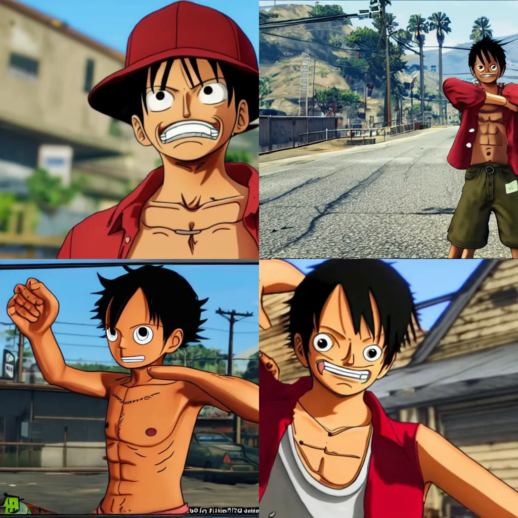 Prompt: Luffy in gta5