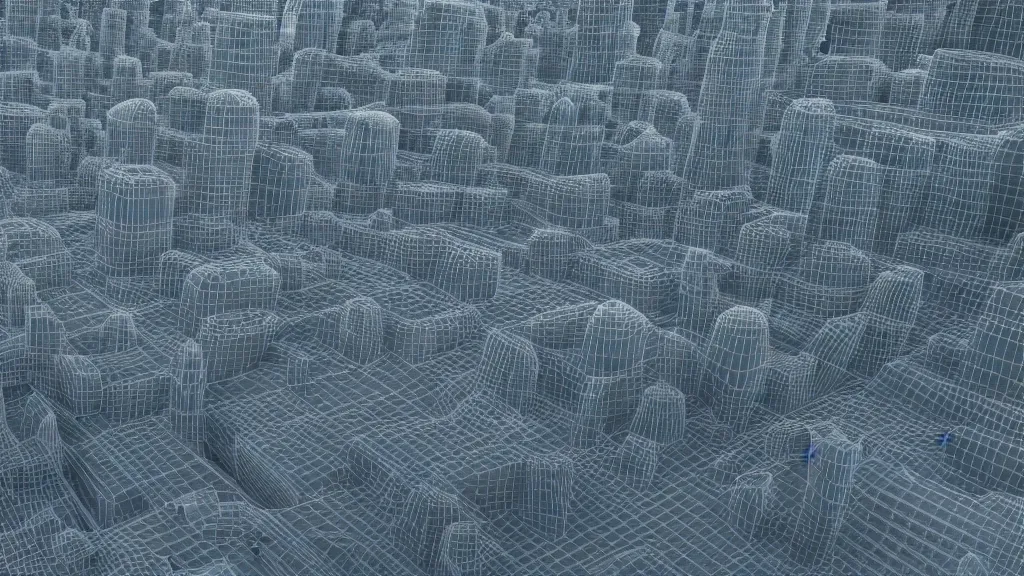 Image similar to 3 d fractal cityscape, octane render