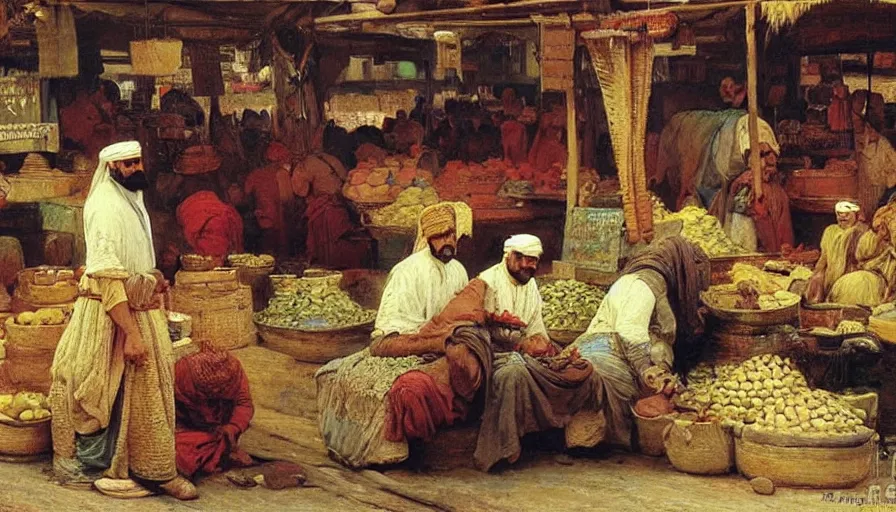 Prompt: medieval arabian trader's market, by ilya repin